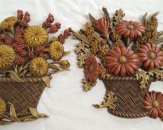 Two Flower Basket Wall Plaques
