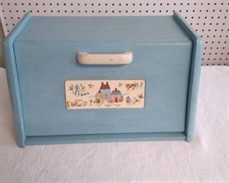 Blue Wooden Bread Box
