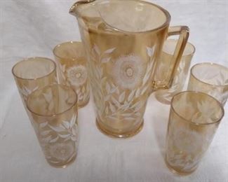 Marigold Water Pitcher & 6 Glasses
