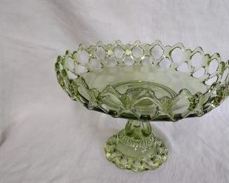 Vintage Green Glass Compote
