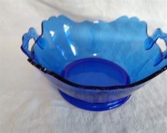 Cobalt Blue Depression Glass Bowl
