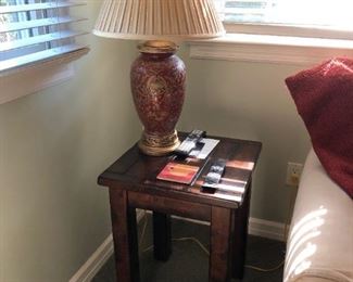 Pottery Barn Side Table $25, Lamp $25
