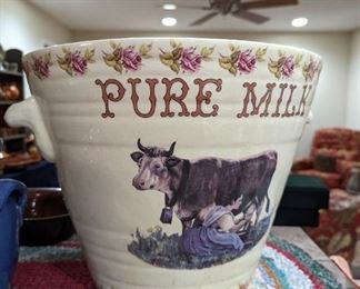 So excited about this! It is a milk pail, an ironstone milk pail. In exceptional condition, some crazing and crackling but no cracks.