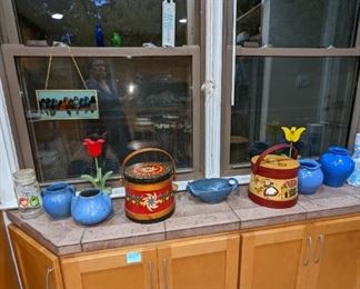 What better way to store your cookies in these colorful folk art wooden buckets.
