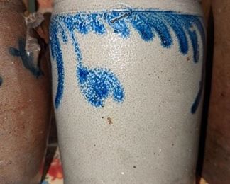 Exceptional Salt Glaze Crock with Stamp.