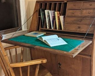 Showcasing that old furniture has such modern day versatility. Tons of storage with the added bonus of rich antique wood.