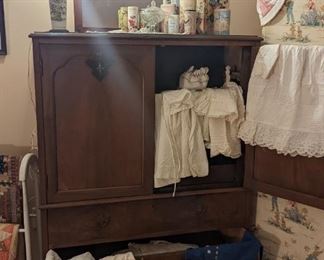 Alas I want babies again. This is just the most versatile piece of furniture. It's not overwhelming in size. It has space to hang clothes and deep nice drawers and it's low enough to put a mirror on top.