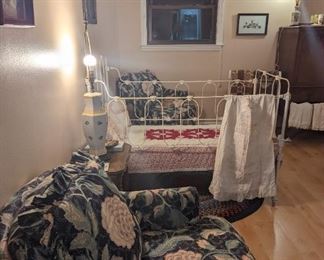 Sweet as bunches baby room with cast iron child's bed.