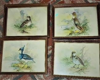 .Antique Hand Painted Birds by GreatGrandmothe late 1800s