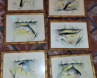 .Antique Hand Painted Fish by GreatGrandmothe late 1800s