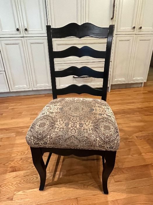 (4) wood side chairs with upholstered seat 21"W x 41"H - $45 each Call or text Joanne at 708-890-4890 to view and purchase!