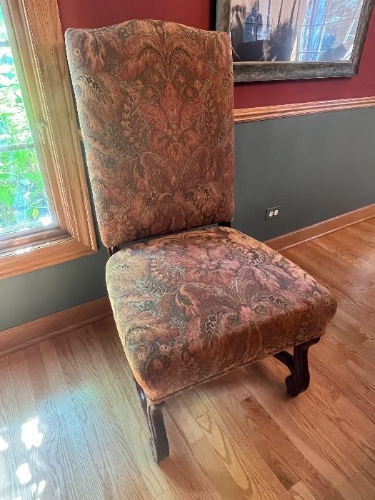 (4) upholstered side chairs 24"W x 45"H with an 19" seat height - $60 each      Call or text Joanne at 708-890-4890 to view and purchase!