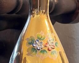 Bohemian Glass Gold Encrusted Floral Decanter and Glasses