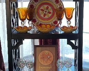 Asian Style Bookcase/Curio w 2 Door Storage and Cutout Sides 