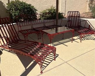 Pergola, Vintage Metal Patio Furniture Recently Powercoated Ruby Red