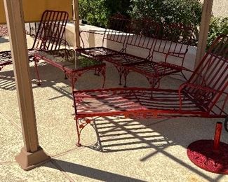 Pergola, Vintage Metal Patio Furniture Recently Powercoated Ruby Red