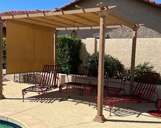 Pergola, Vintage Metal Patio Furniture Recently Powercoated Ruby Red