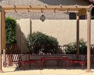 Pergola, Vintage Metal Patio Furniture Recently Powercoated Ruby Red