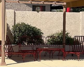 Pergola, Vintage Metal Patio Furniture Recently Powercoated Ruby Red