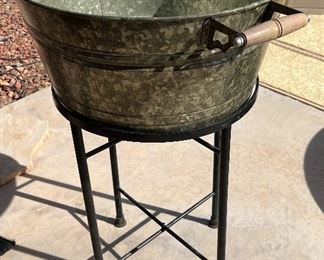 Pottery Barn Galvanized Beverage Holder on Stand 