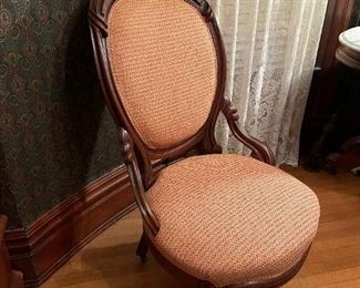 Hand Carved Figural Mahogany Chair