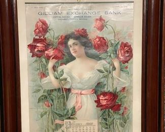 1907 Gilliam Exchange Bank Framed Calendar