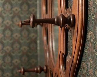 Victorian Walnut Hanging Hat Rack and Mirror