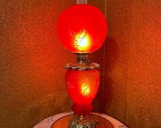 Antique Electrified Gone With the Wind Lamp