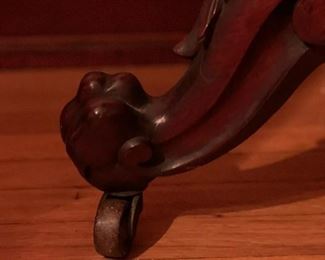 Antique Hand Carved Round Side Table with Claw Feet