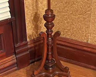 Antique Tapestry / Needlepoint Carved Mahogany Display Stand