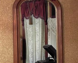 Antique Carved Wood Framed Mirror with Acorn and Leaf Emblem