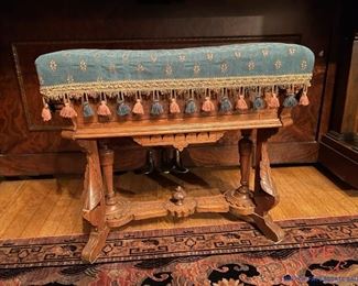 Victorian Hand Carved Piano Stool