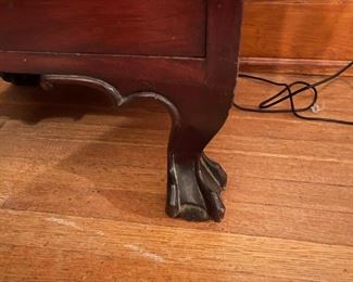 Antique Wood Cabinet with Carved Cherub Scene