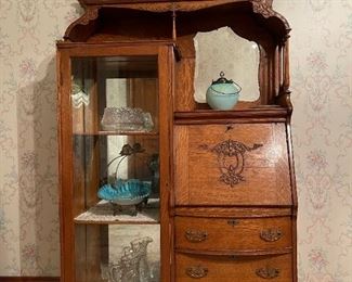 Antique Display Cabinet with Secretary Desk