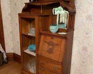 Antique Display Cabinet with Secretary Desk
