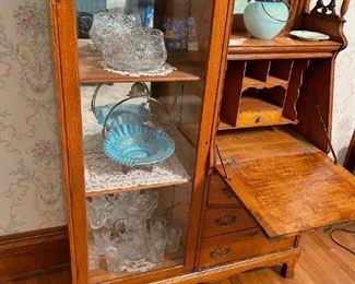 Antique Display Cabinet with Secretary Desk