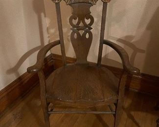Wood Carved Figural Antique Armchair