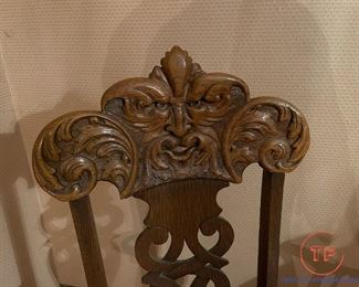 Wood Carved Figural Antique Armchair