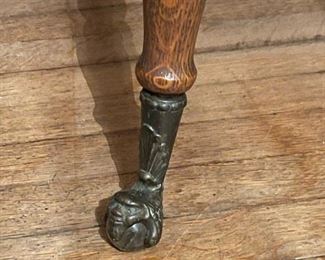 Tiger Oak Side Table with Brass Claw Feet