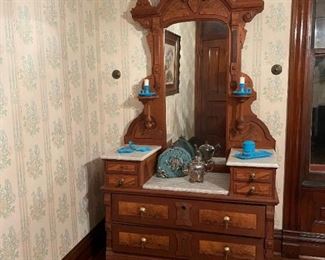 Antique Large Victorian Dresser with Marble Top