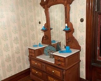 Antique Large Victorian Dresser with Marble Top