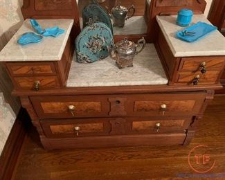 Antique Large Victorian Dresser with Marble Top