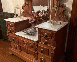 Antique Large Victorian Dresser with Marble Top