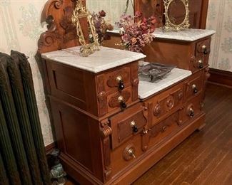 Antique Large Victorian Dresser with Marble Top
