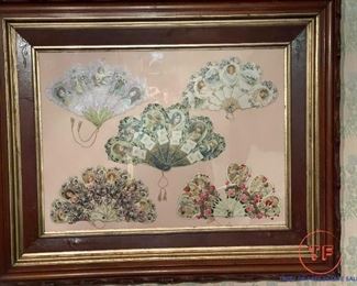 Framed Collection of Early 1900's Advertising Hand Fans
