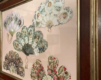 Framed Collection of Early 1900's Advertising Hand Fans
