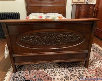 Antique Full Size Victorian Hand Carved Bed