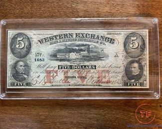 1857 OMAHA CITY $5 Note