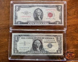 STAR NOTES - $2 Red Seal and $1 Silver Certificate