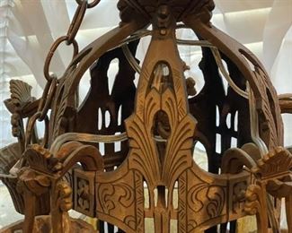 Art Deco Ceiling Light Fixture with Original Shades